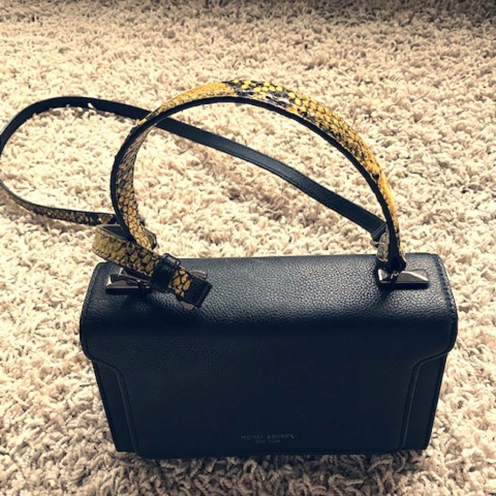 Henri Bendel Black and Yellow Snakeskin Purse